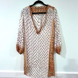 Free People High Low Dress in Cream and Orange